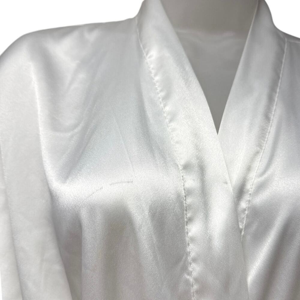 Vintage Victorias Secret White One Size Robe Bridal Silky Satin Wedding Kimono - Picture 7 of 8